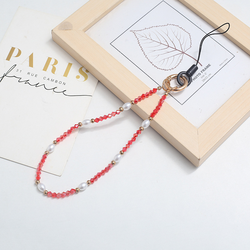 串珠水晶珍珠手机链手机壳挂绳挂件防丢手腕带合金扣批发仙女风详情5