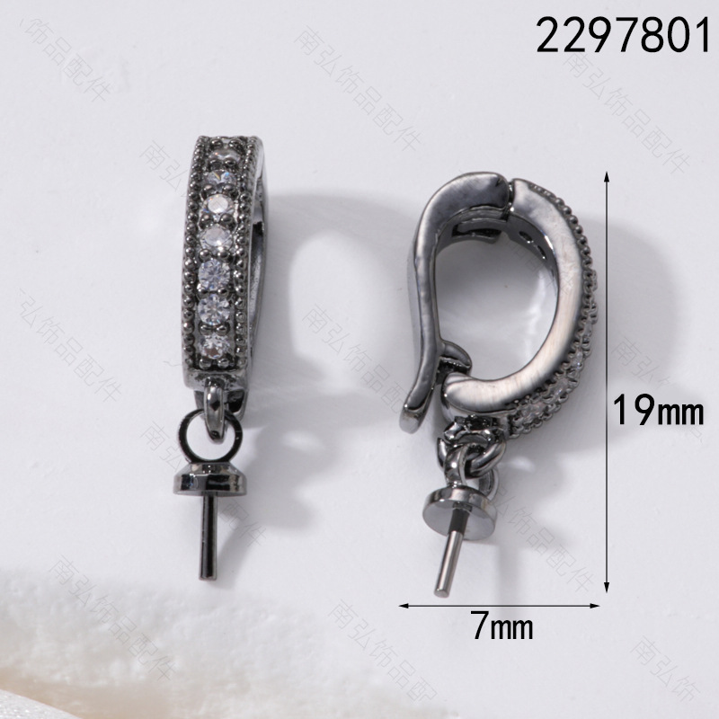 18K gold-plated color-preserving pearl necklace pendant buckle, micro-inlaid universal buckle strap, sheep eye needle empty stand accessory diy accessory pic 15