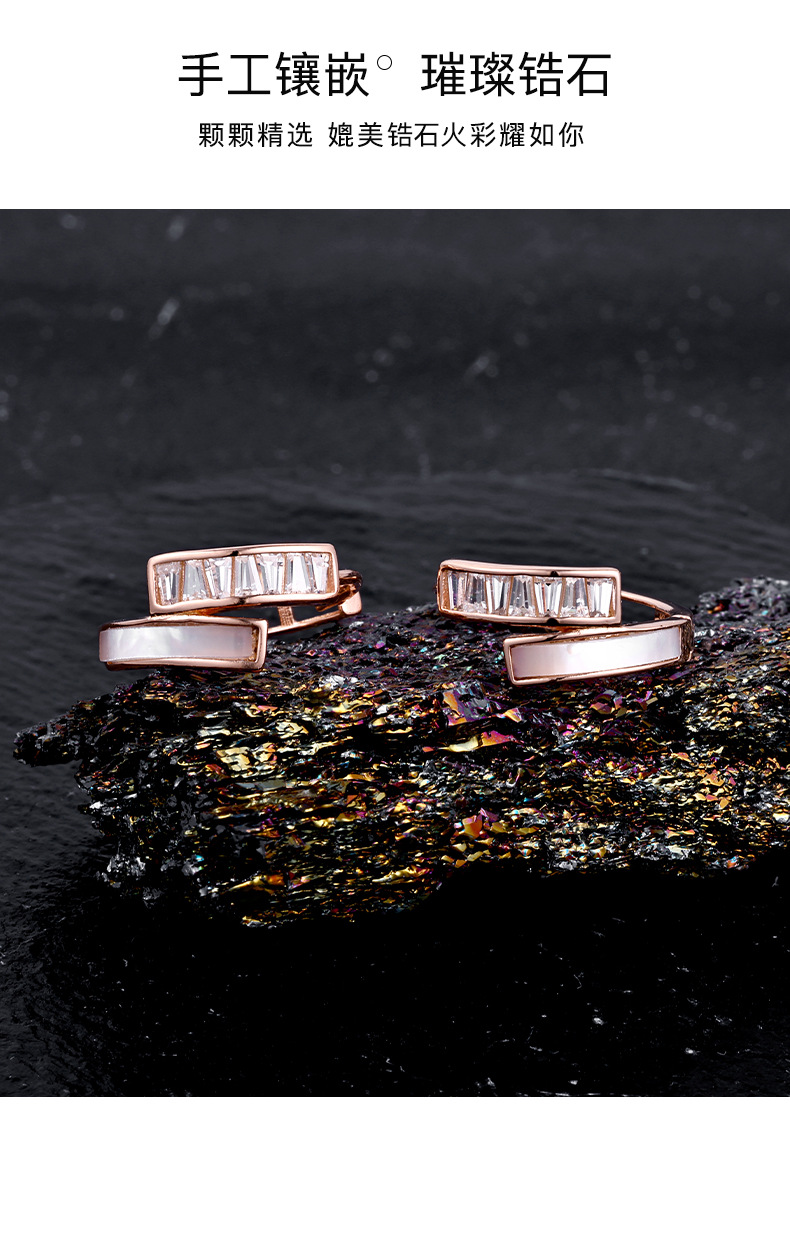 Zhuoheng selects cross-border geometric double-layer cross-zirconia earrings for women. Simple and unique design, high-end light luxury S925 sterling silver ear buckles pic 6