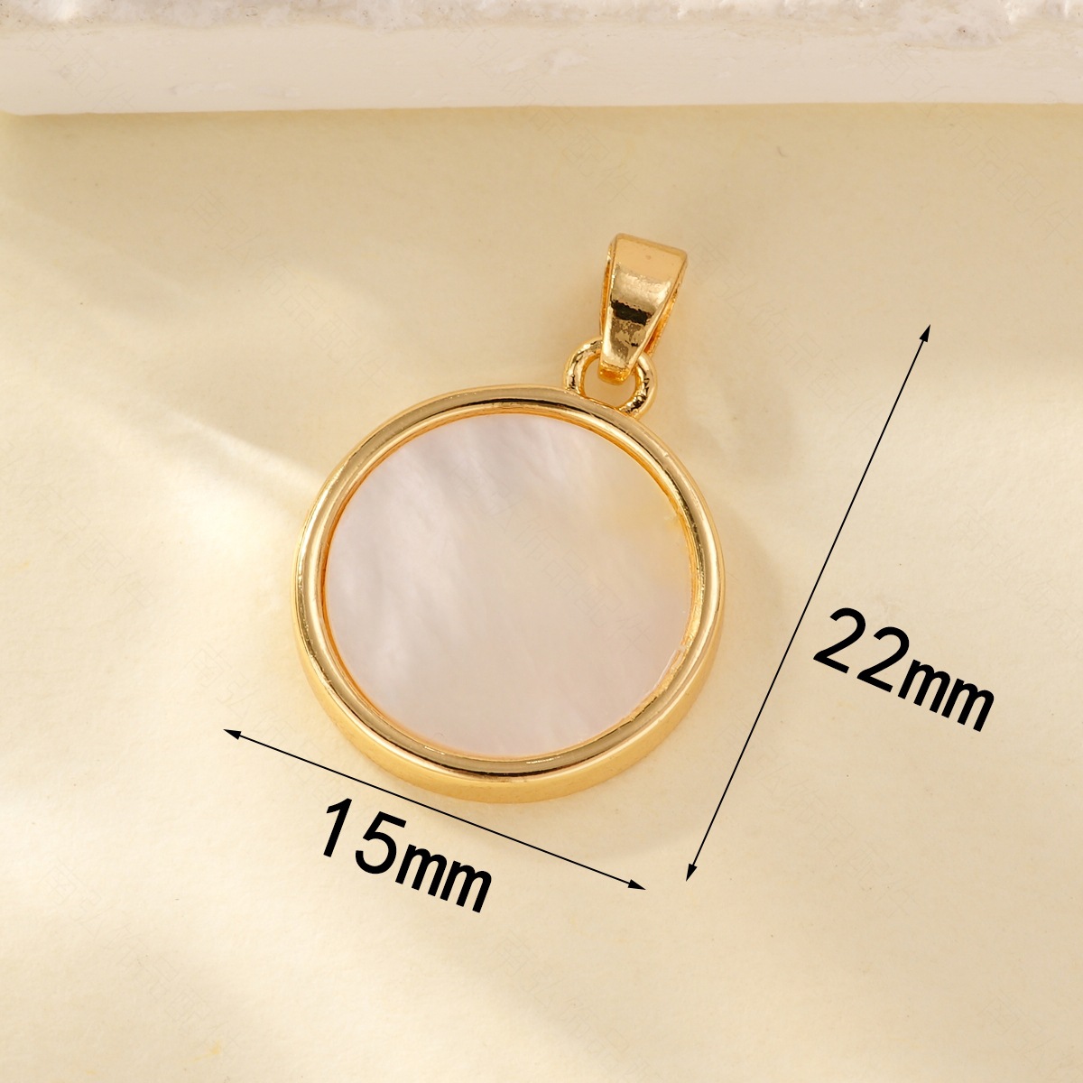 Copper-plated real gold color retention white shell round pendant necklace clasp, high-end bracelet necklace clasp DIY accessory pic 4