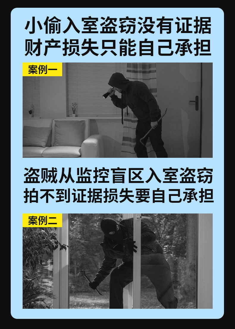 跨境双镜头监控摄像头全景夜视高清家用无线WiFi摄像机联动摇头机详情6