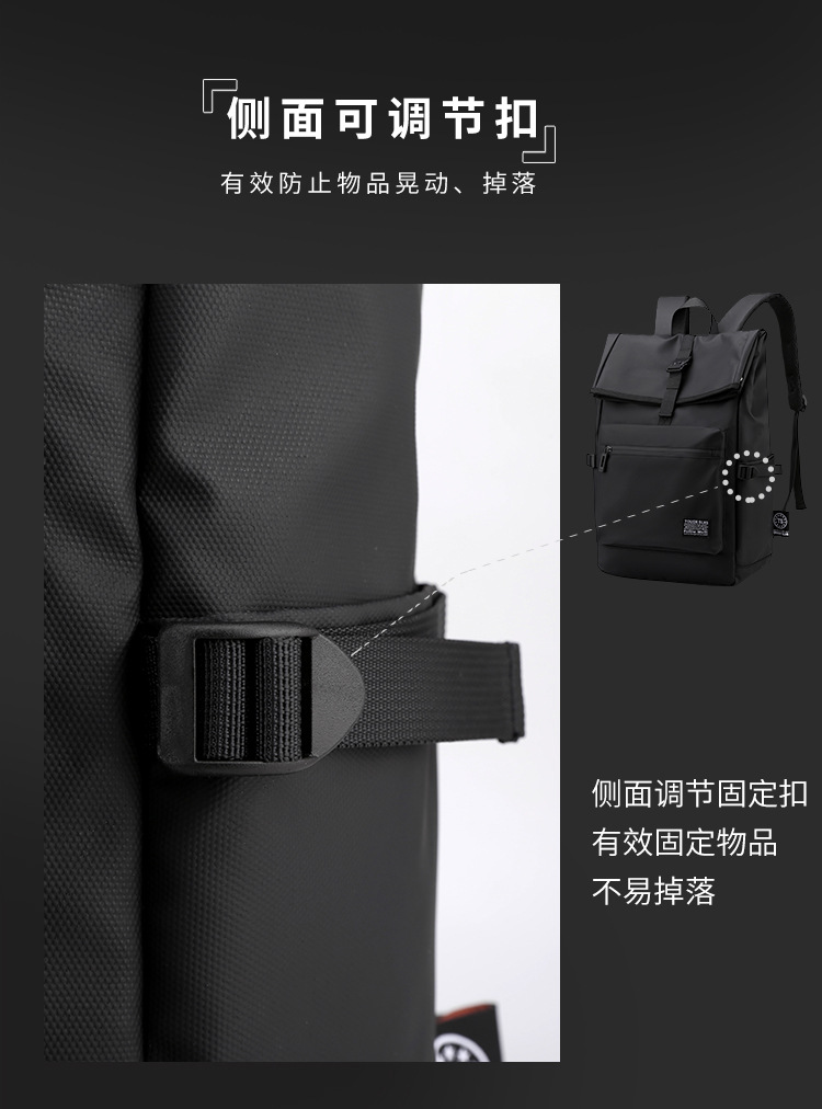 日系男士双肩包户外骑行背包大容量尼龙皮膜电脑双肩包男学生书包详情29
