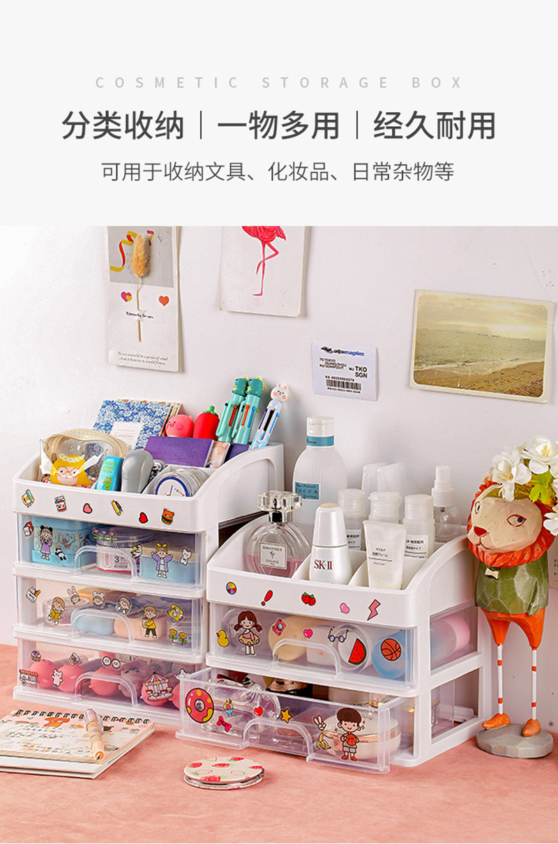 Desktop storage box, multi-layer cosmetic storage box, dressing table box, plastic storage rack, a must-have for student dormitories pic 1