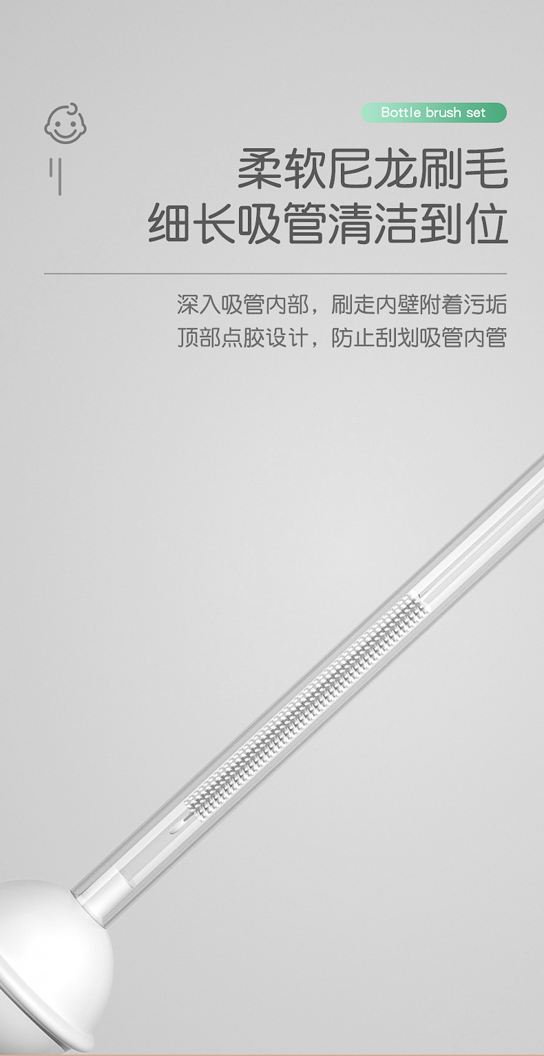 婴儿硅胶便携奶瓶刷套装宝宝清洗刷奶嘴刷旅行沥水架多功能清洁工具详情6
