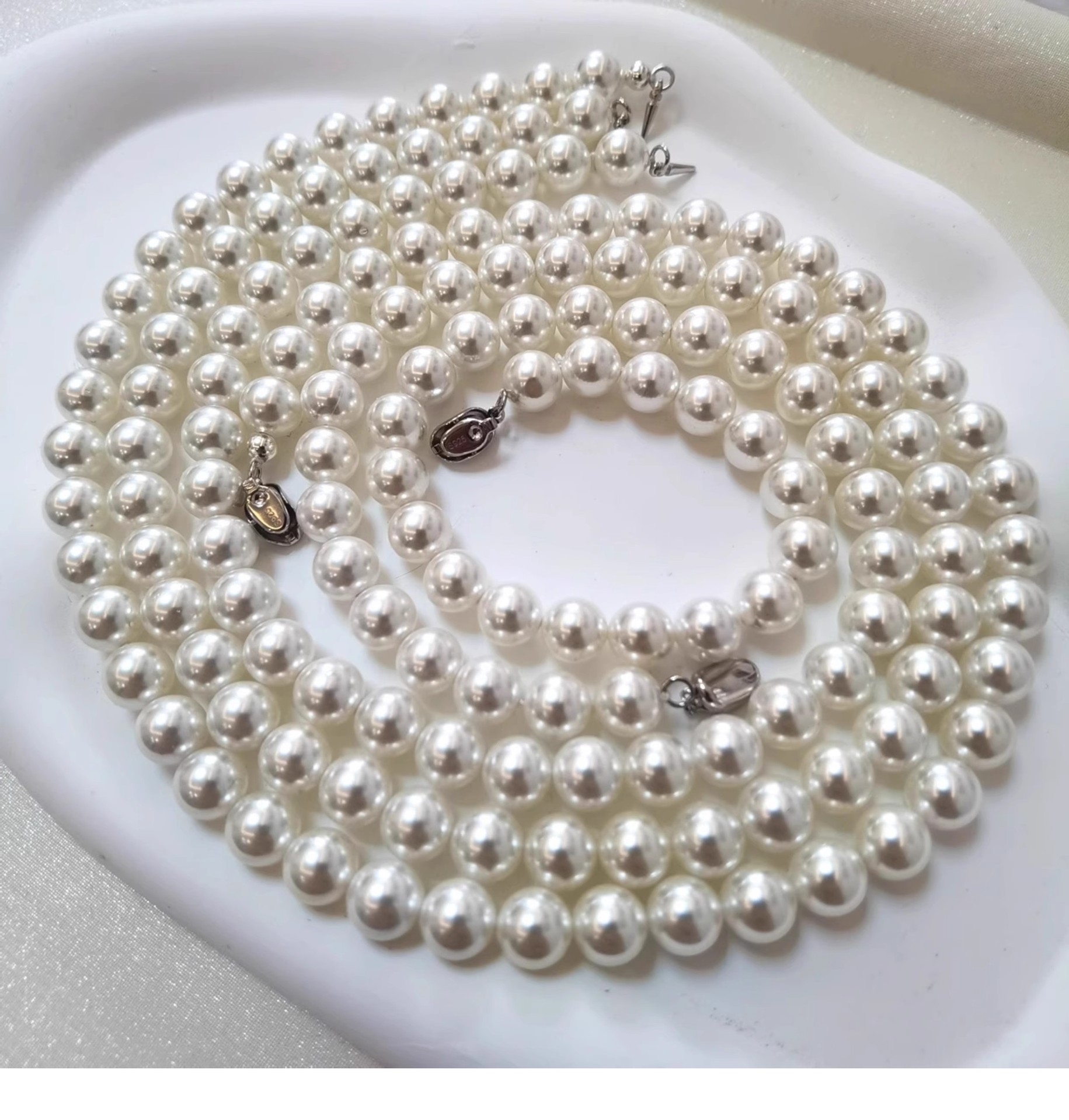 天然澳母贝珍珠项链925银元宝扣强光高品质贝珠澳白项链工厂批发详情16