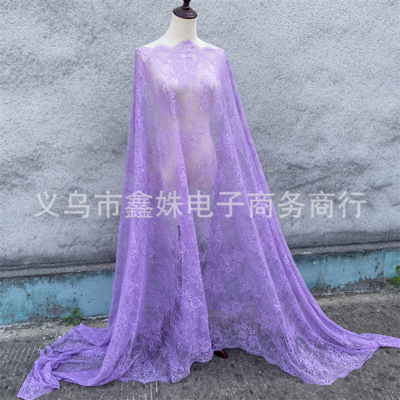 外贸爆款非洲黑人Chantillylace幅宽1.5m*3m厂家现货眼睫毛花详情28