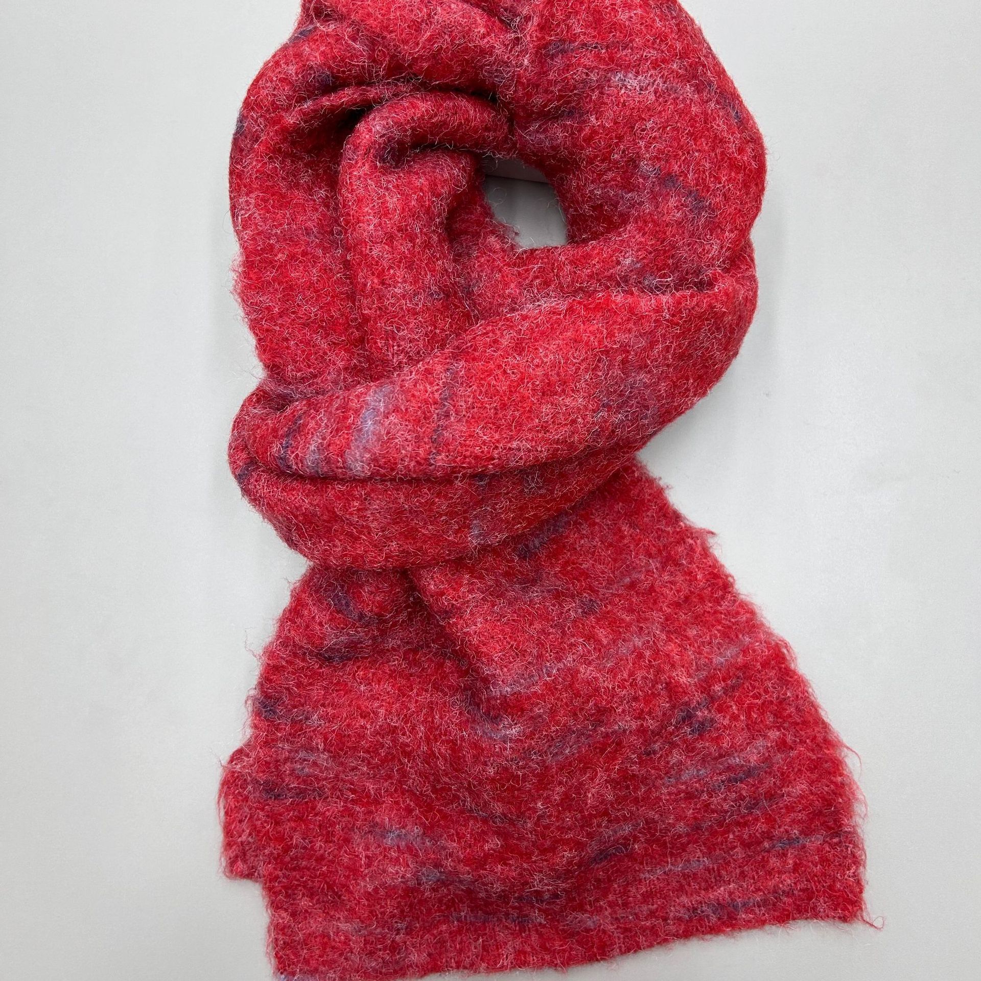 Brushed and textured dopamine pink scarf for women, winter soft and glutinous, ins style, Korean high-end knitted warm wrap pic 11