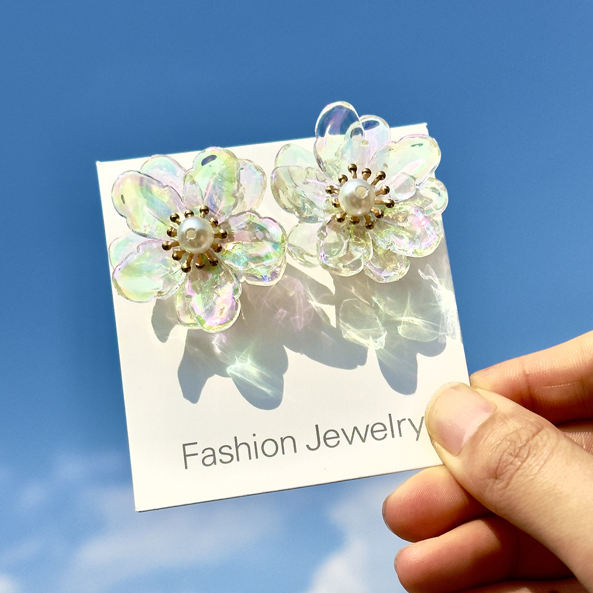亚马逊跨境清新甜美彩色树脂花瓣花朵耳钉气质多巴胺 耳环耳饰女详情41