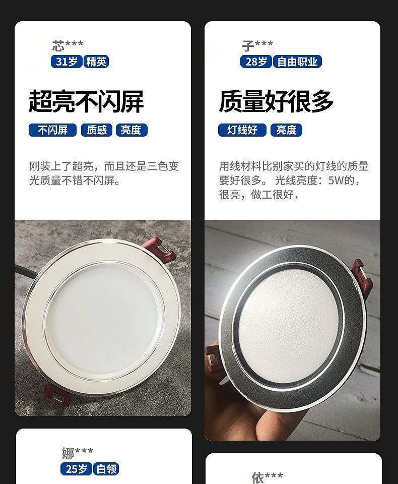 筒灯嵌入式家用led射灯暗装客厅吊顶孔洞灯简灯牛眼天花灯防眩灯详情4