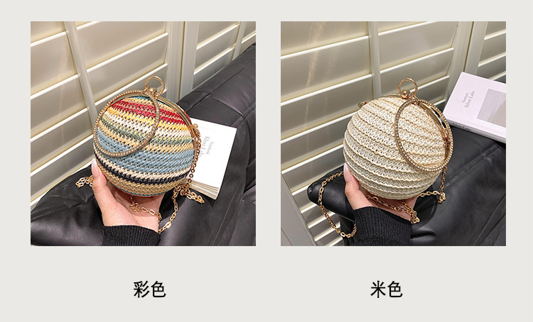 时尚女士小圆包简约链条撞色单肩包球形盒子晚宴包个性小众手提包详情5