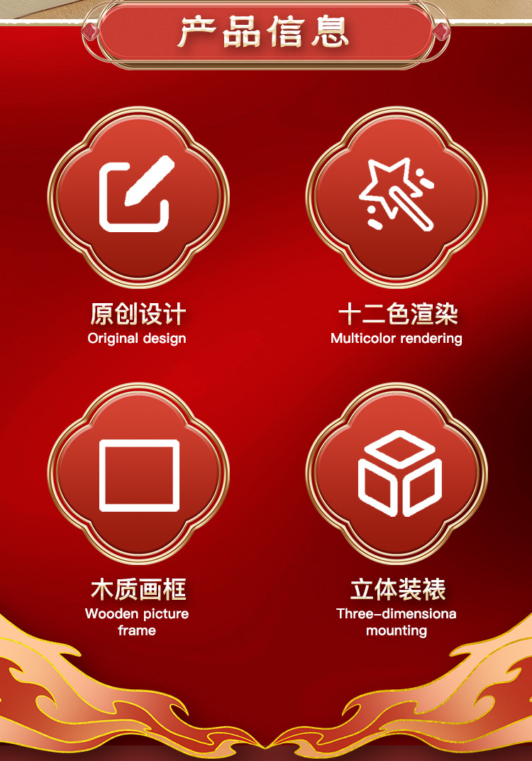 纸想造物新款国潮京剧醒狮手工diy立体装饰画摆台玄关电视柜摆件详情4