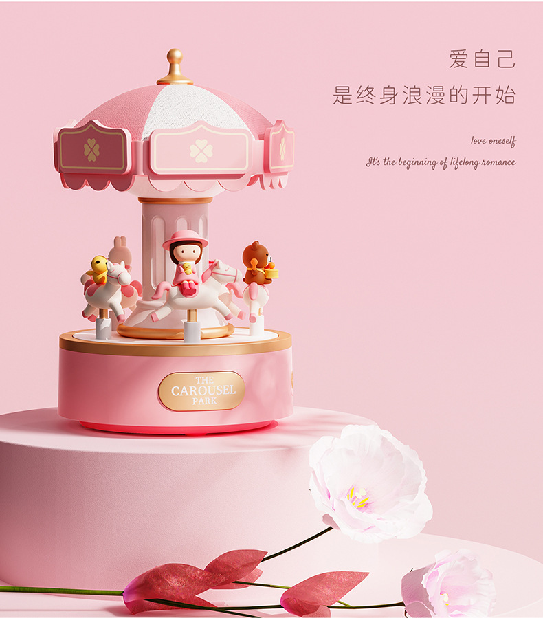 Romantic gifts for couples: Classic Christmas rotating wooden lantern, creative music box, bedside night light, Bluetooth speaker pic 3