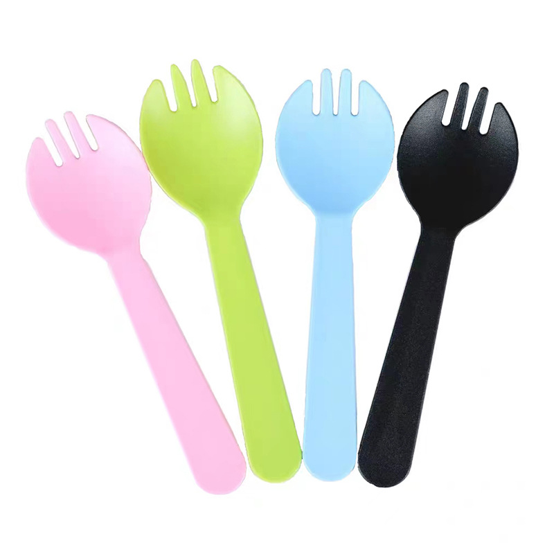 加厚一次性蛋糕叉子甜品勺子水果叉冰淇淋塑料磨砂叉勺独立包装详情5