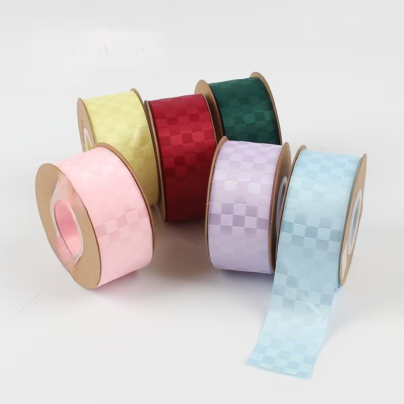 Poliéster checker tape venta directa de fábrica 50 yardas por rollo gran cantidad de descuento ropa tiara arco cinta pic 10