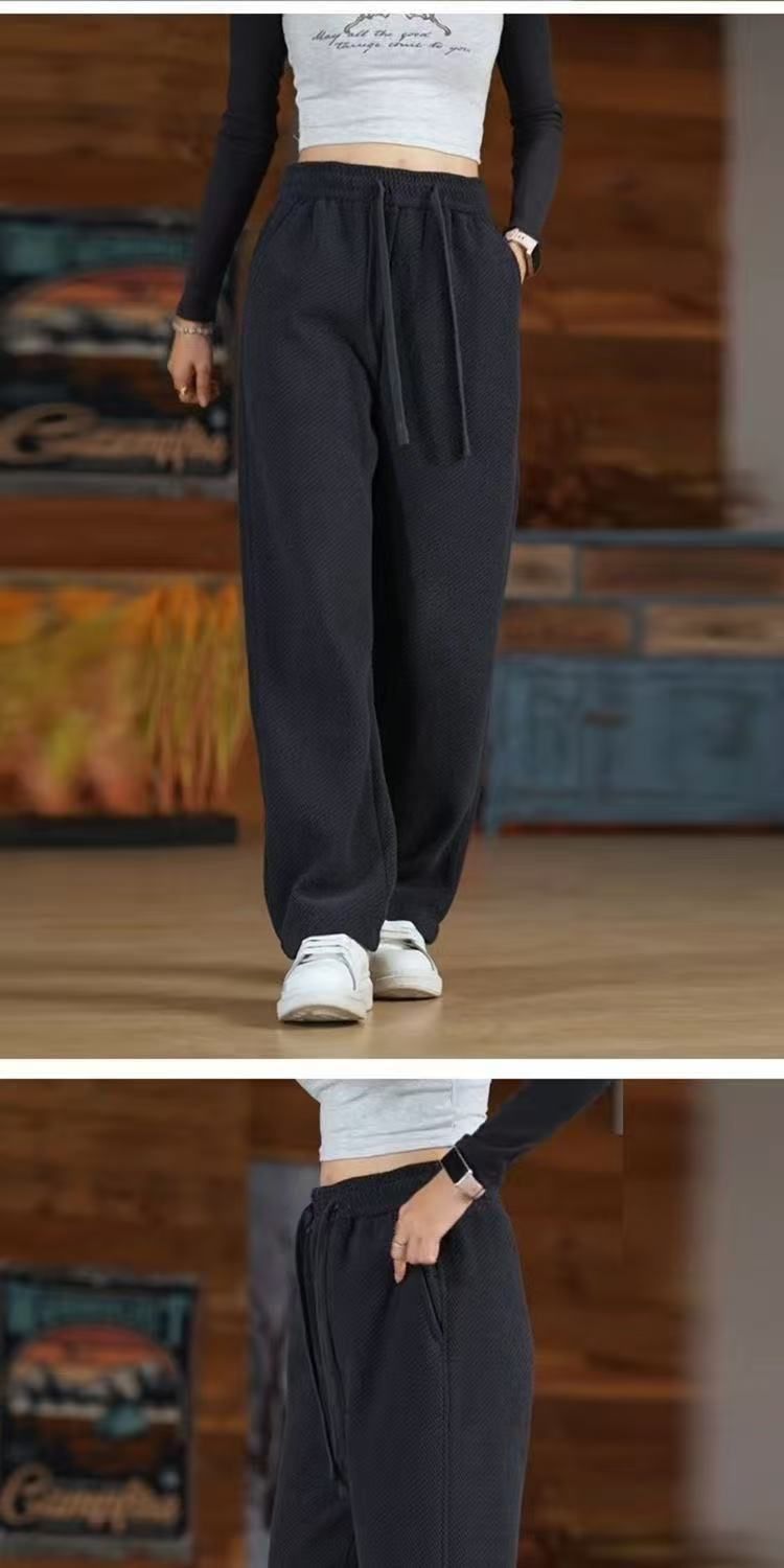 Heavyweight knitted twill sweatpants for men, new autumn and winter style, loose straight-leg pants, versatile and trendy long pants for men, 2025 style pic 13