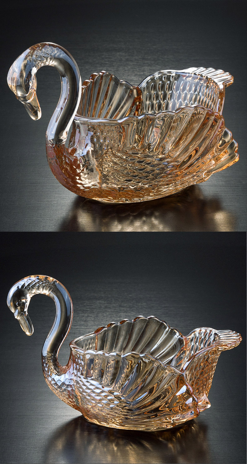 欧式家用分格玻璃水果盘客厅水果篮创意水晶糖果盘干果盘天鹅果斗详情5