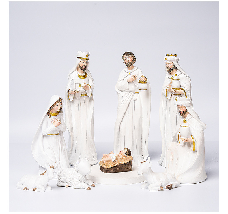 跨境圣诞节马槽降生组9件套装树脂雕像软装家居摆件源头厂家详情9