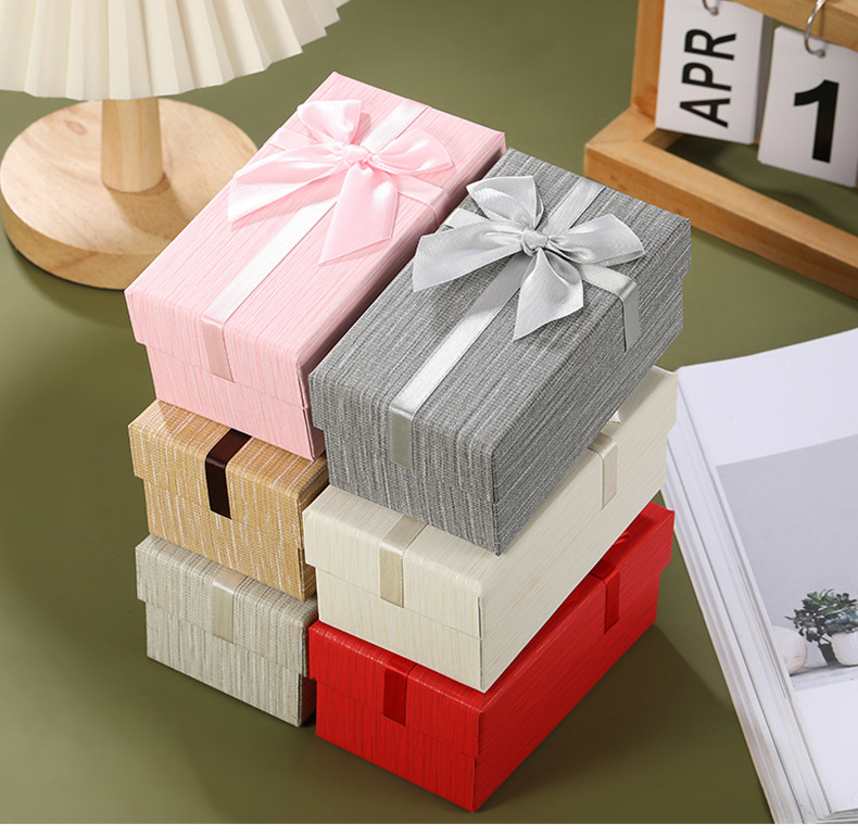 New rectangular top and bottom cover gift box for festivals and birthdays, simple paper gift box, gift bow packaging box pic 19