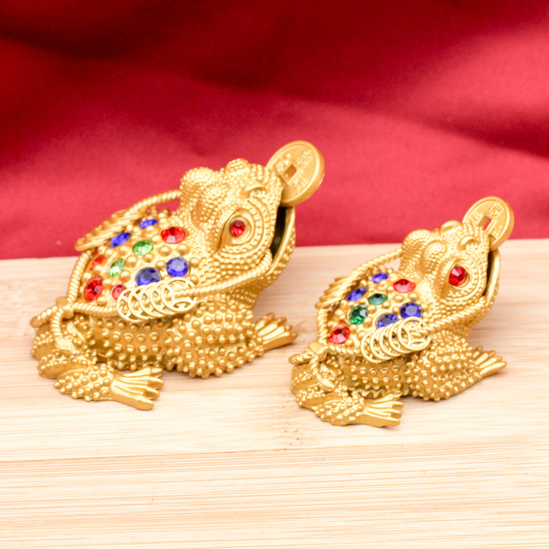 三足金蟾彩钻镂空沙金金蟾摆件客厅茶宠开业礼品家居创意小摆国潮详情8