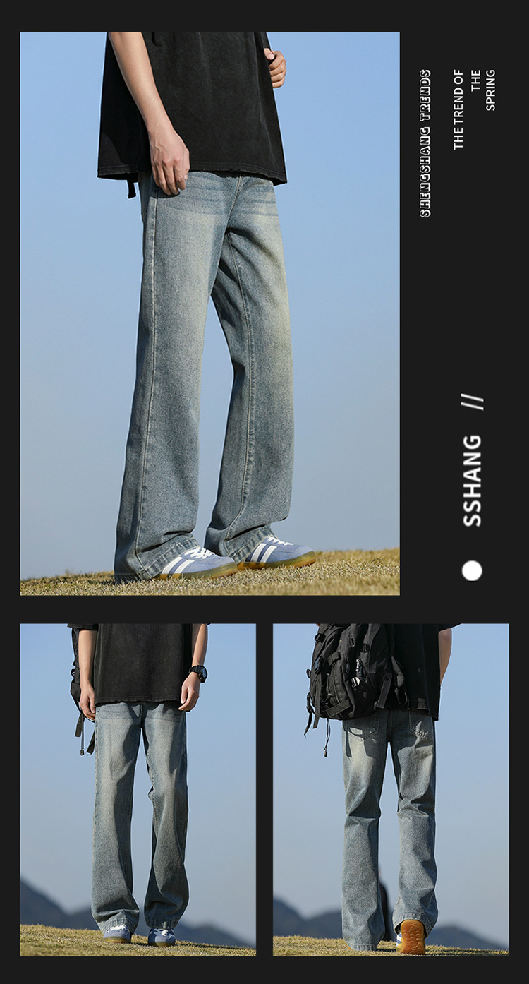 Slightly flared jeans for men, Spring/Summer 2025 new style American high street retro distressed straight-leg trendy loose pants pic 12