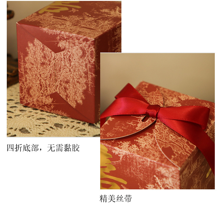 Hot-selling original innovative Chinese-style wedding gift with a high-end feel and a traditional Chinese style, featuring ink-wash painting wedding candies in empty boxes pic 7