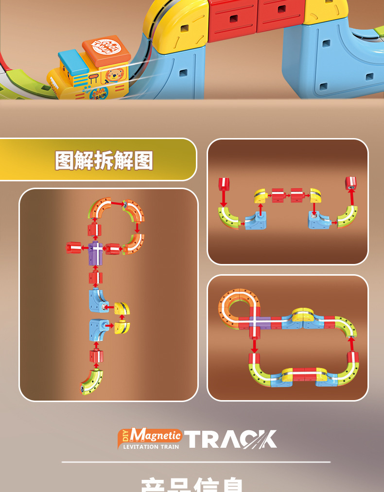 磁力百变电动小火车高铁磁吸立体轨道儿童益智DIY拼装积木轨道车跨境魔幻立方体磁力百变积木火车轨道车电动反重力儿童磁吸轨道详情12