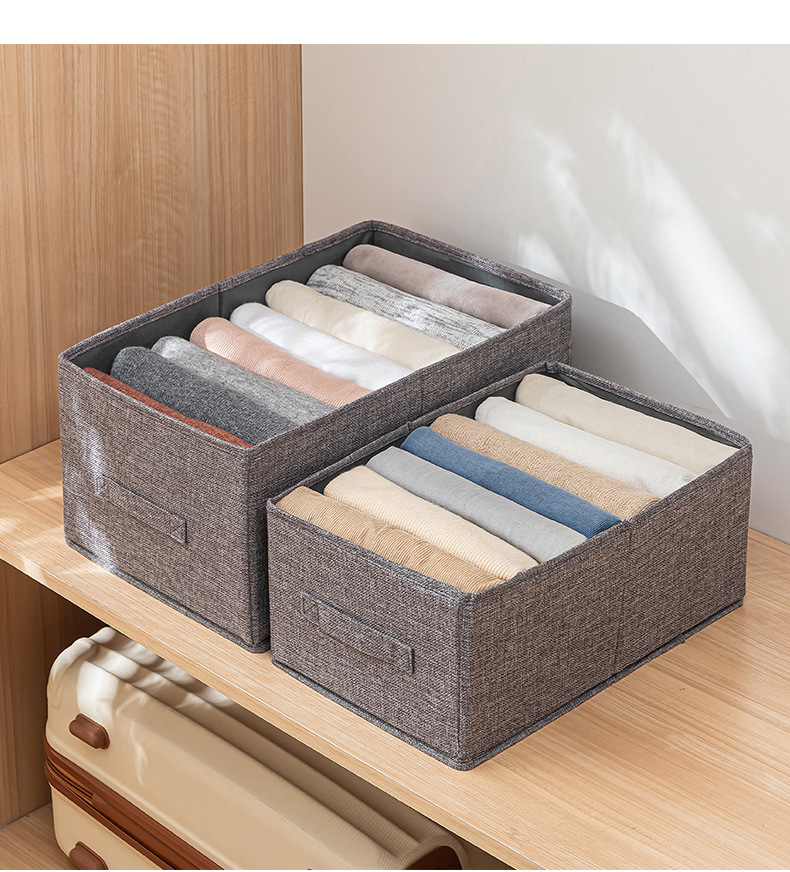 Pants storage box, wardrobe layering wonder, denim clothes compartments, clothing separation, home storage and organization box, fabric pic 12