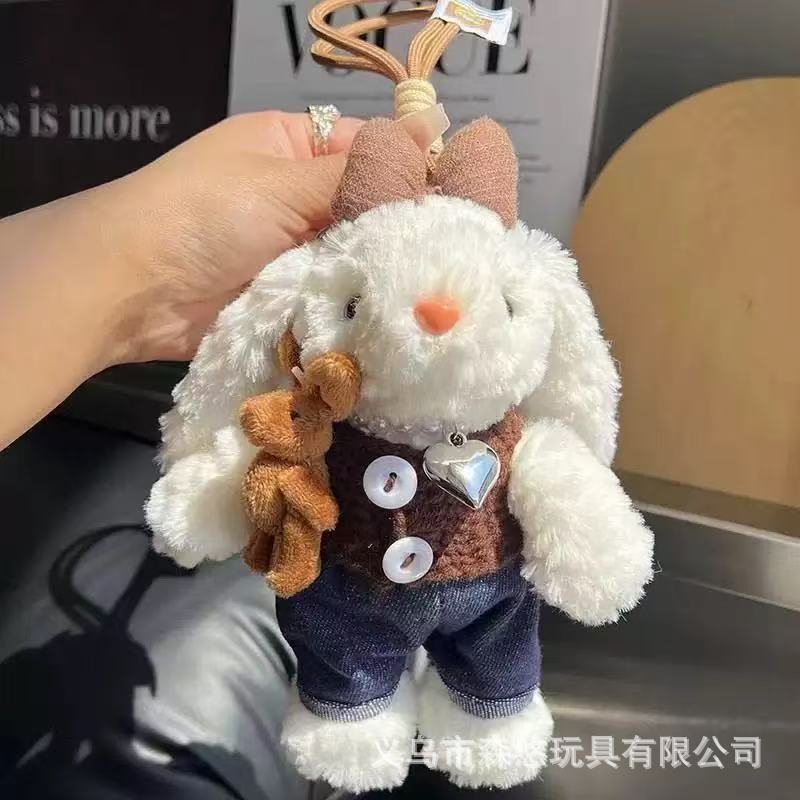 新款可爱长耳朵兔子彩色多巴胺垂耳兔包包挂件毛绒玩偶闺蜜详情6