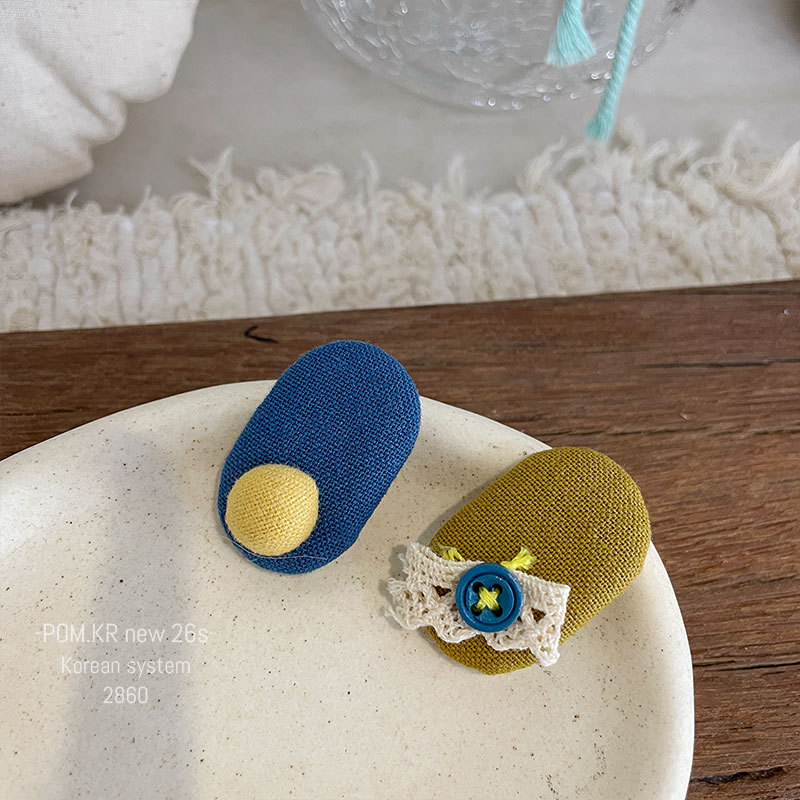 Nueva versión coreana tela oval frijoles redondos horquillas para el pelo niños hecho a mano lateral pelo roto horquillas flequillas frente broche clip accesorios para el pelo pic 6