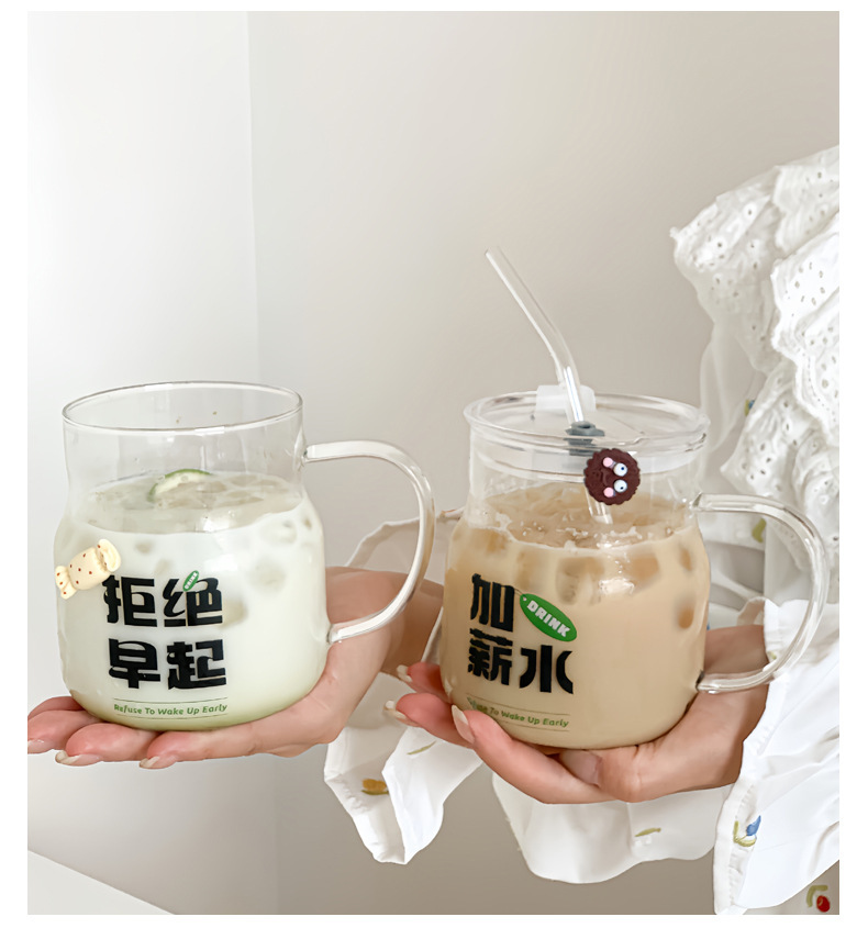 摆烂带把大容量高硼硅玻璃杯带盖带吸管家用牛奶杯耐高温咖啡水杯详情12
