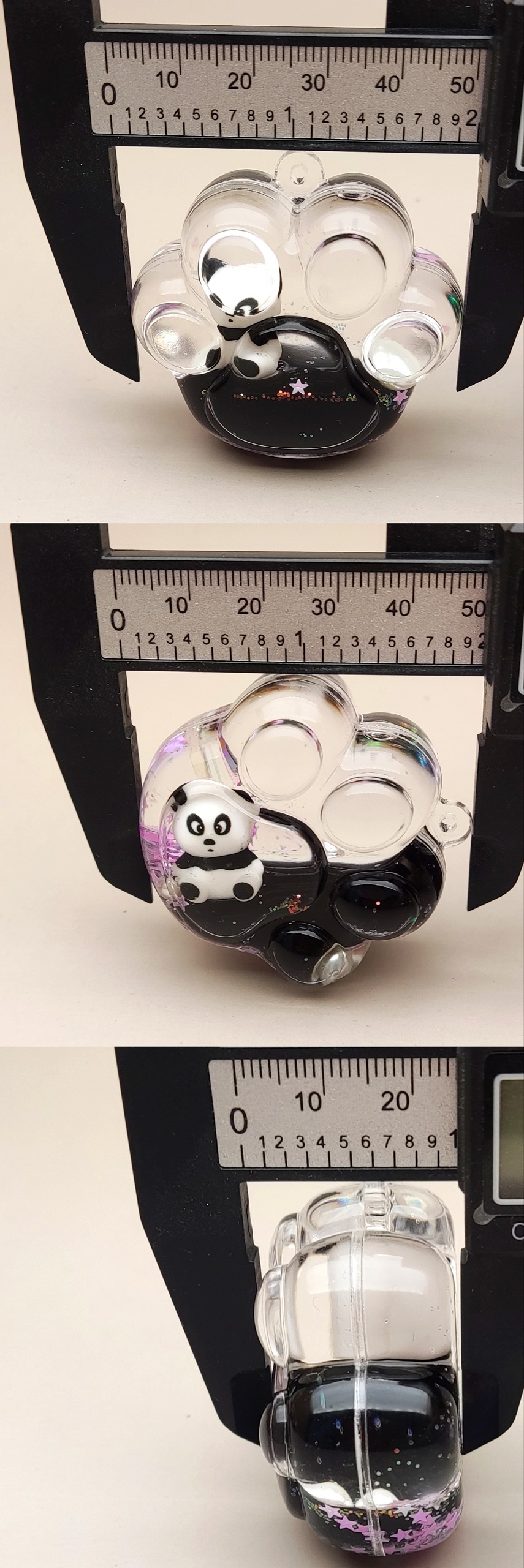 创意亚克力入油流沙瓶奶黑色爆闪熊猫系列钥匙扣汽车配饰桌面摆件详情17