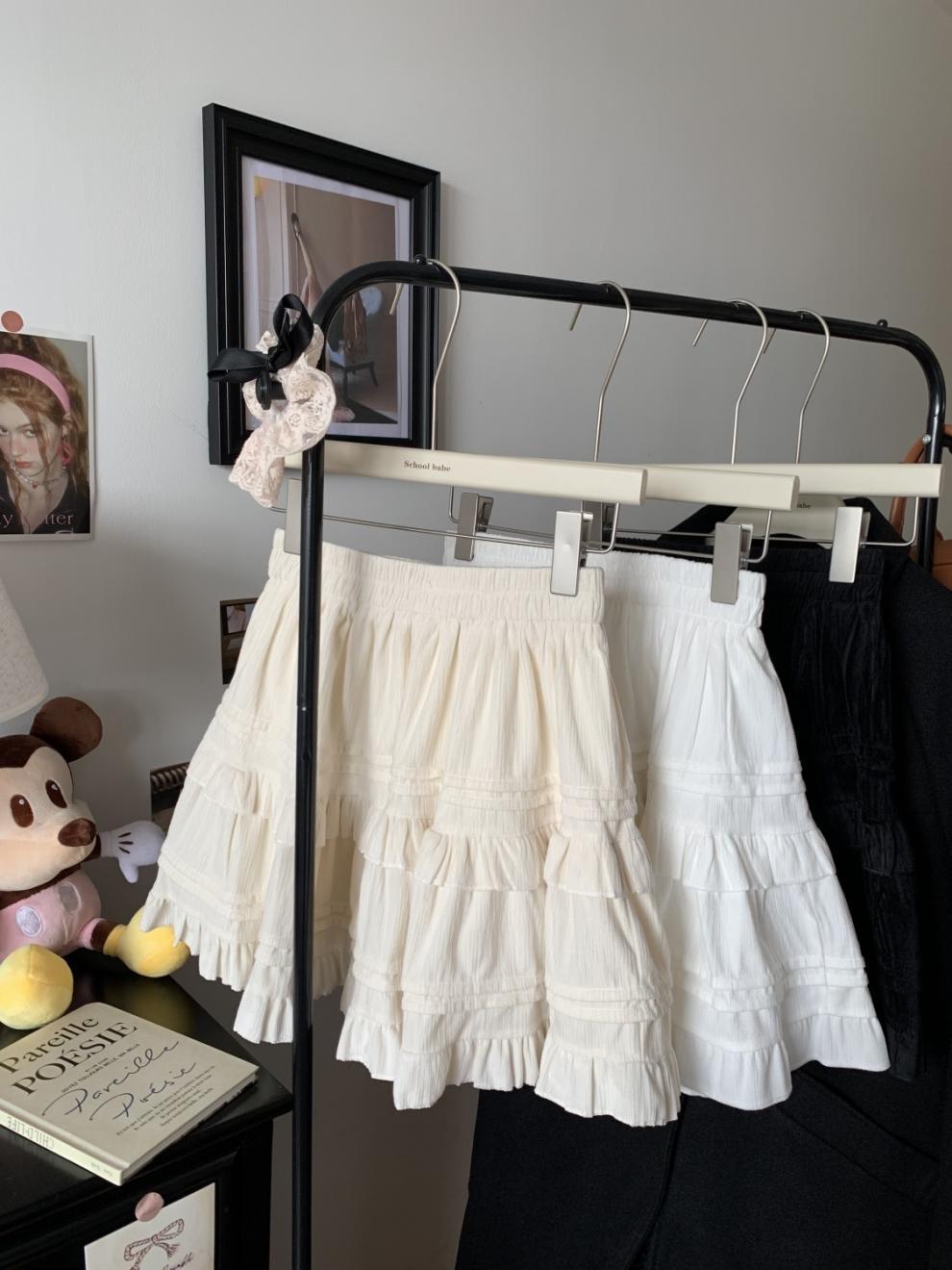 白色芭蕾风蛋糕半身裙女秋冬高腰显瘦松紧腰A字裙蓬蓬百搭短裙子详情19