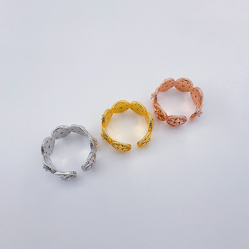 铜镀真金欧美轻奢气质微镶锆石八芒星戒指小众设计时尚高级感戒指详情12