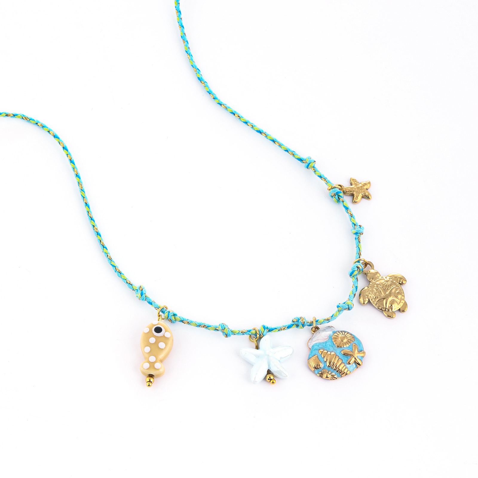 New ocean-woven necklaces for women, fashionable and high-end stainless steel jewelry, and colorful shell pendants are available from the manufacturer pic 2