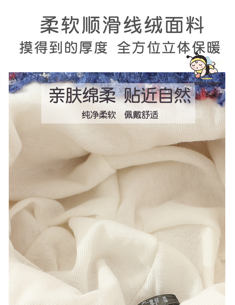 冬季保暖儿童帽子加厚针织毛绒帽男女宝宝可爱牛角护耳套头毛线帽详情2