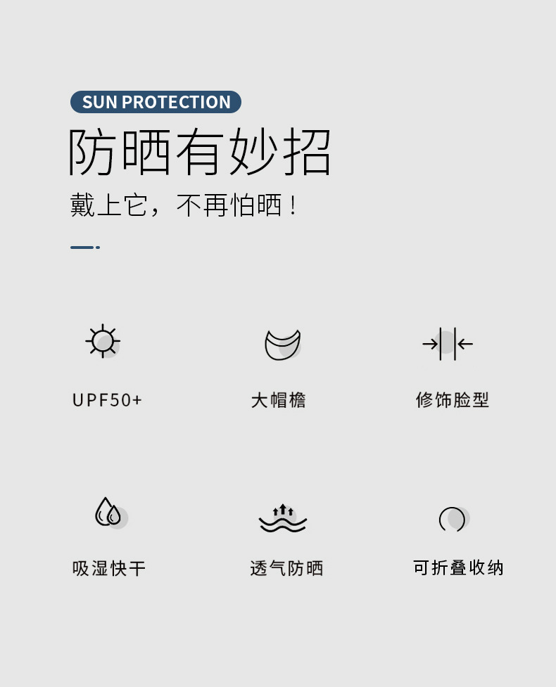 防晒帽夏季男女情侣款遮阳大帽檐遮阳防紫外线太阳帽大头围渔夫帽详情3
