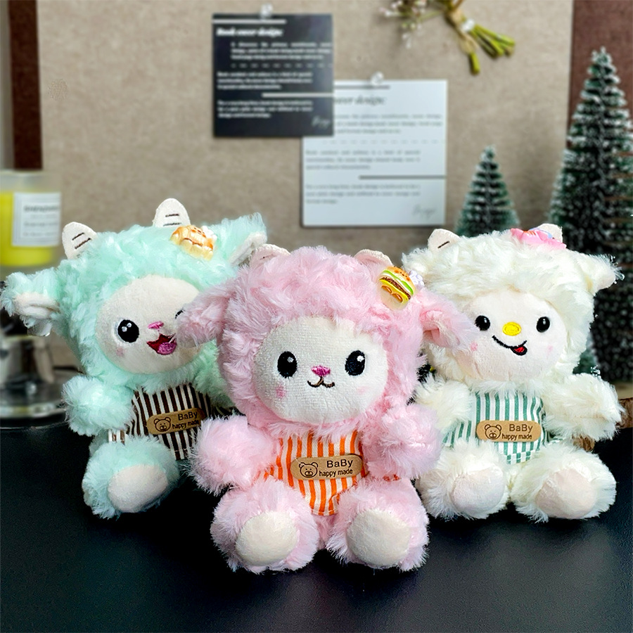 New cute and girlish baked little sheep plush toy doll backpack pendant tabletop little sheep doll keychain doll pic 3