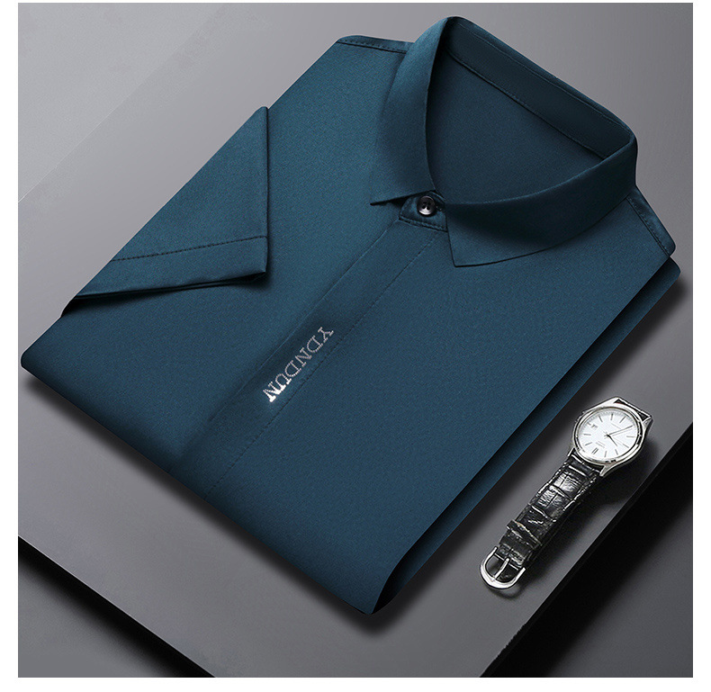 Out-of-size special offer: Summer mulberry silk short-sleeved shirt for men, high-end, seamless, one-inch shirt with good drape, no need for ironing, elastic and delicate pic 28