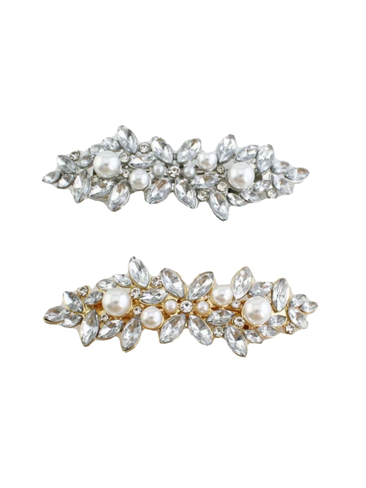 European and American cross-border exclusive supply of horse eye glass water diamond spring clips, back head hair accessories, headwear, pearl hair clips, factory wholesale pic 8