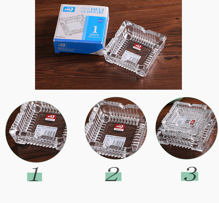 方形透明玻璃烟灰缸高颜值水晶烟缸雪茄烟缸青苹果批发水晶烟灰缸详情5