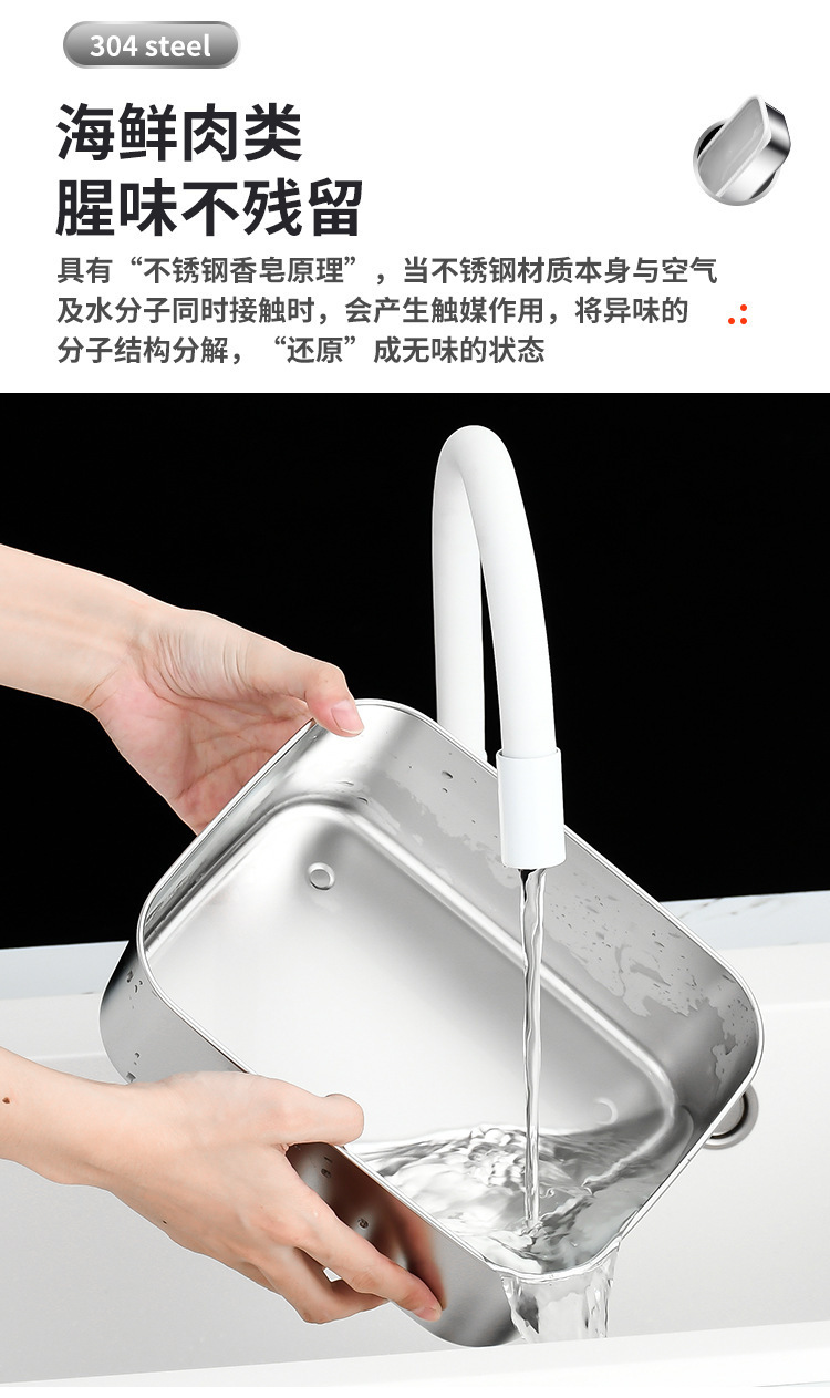 日本不锈钢保鲜盒 304食品级冰箱收纳盒带盖密封冷冻肉类专用盒子详情7