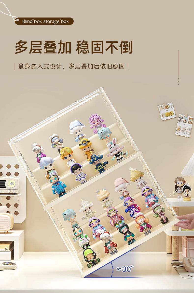 友耐娃娃盲盒展示架透明防尘乐高手办收纳展示柜泡泡玛特展示盒详情5