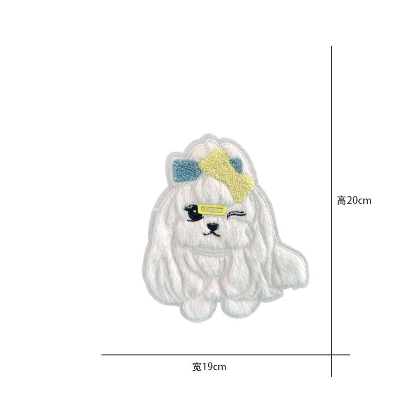 卡通新款电脑刺绣可爱毛绒绒小狗小羊猫咪布贴服装包包辅料补丁贴详情6