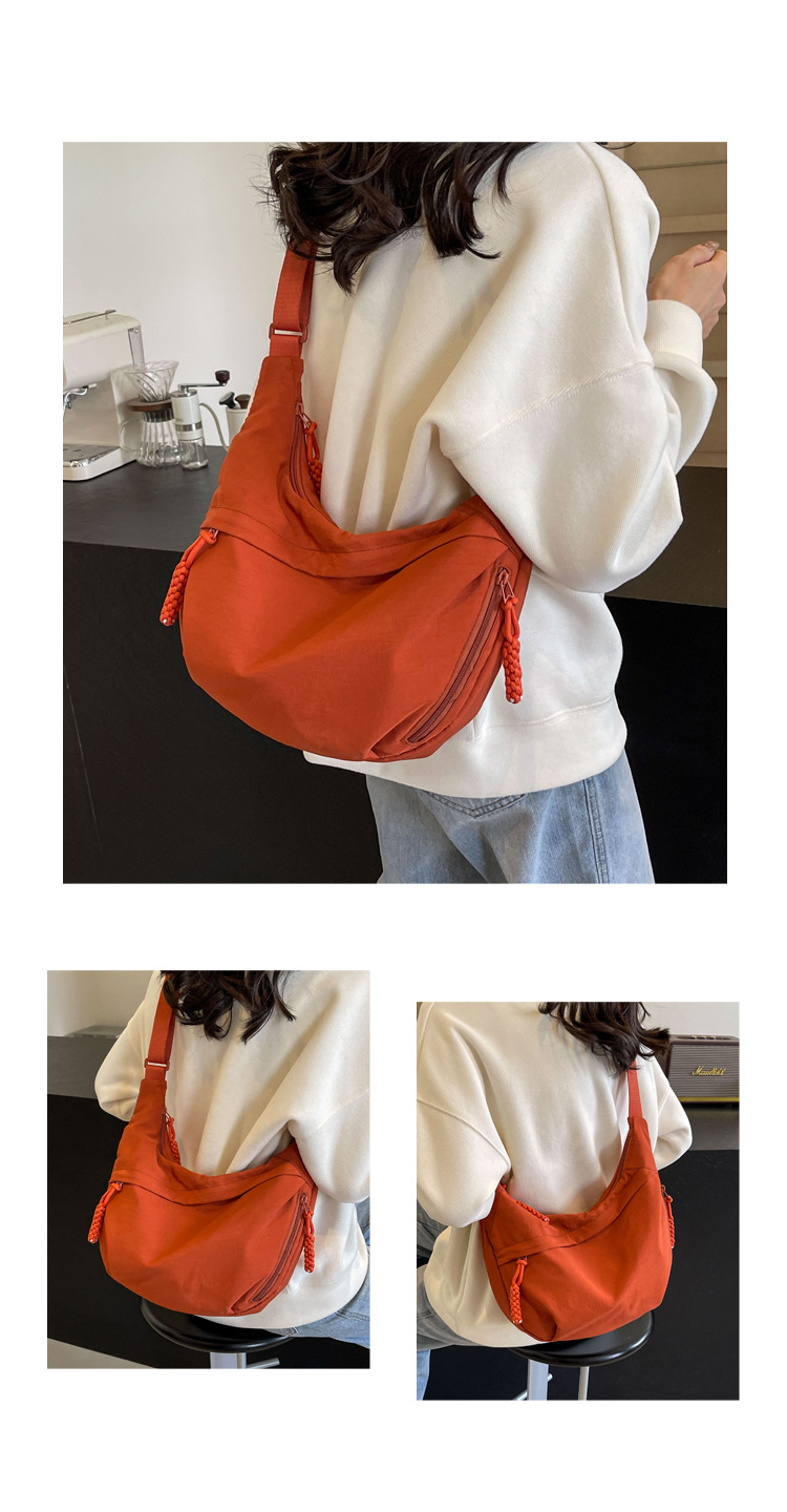 时尚布包女学生上课挎包尼龙布斜挎包大容量单肩包日系出游饺子包详情28