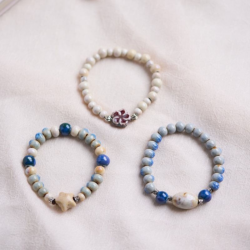 景德镇陶瓷手串礼物新中式百搭一缕瓷集小清新女生手工编织原创详情4