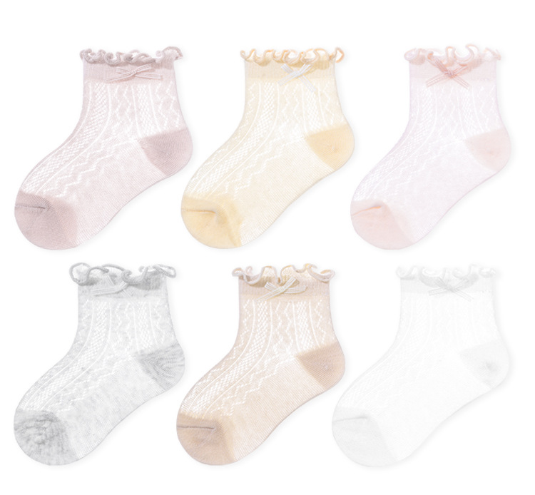 2025春夏婴儿袜子花边网眼中筒袜薄款透气公主袜0-1岁新生宝宝袜子详情12
