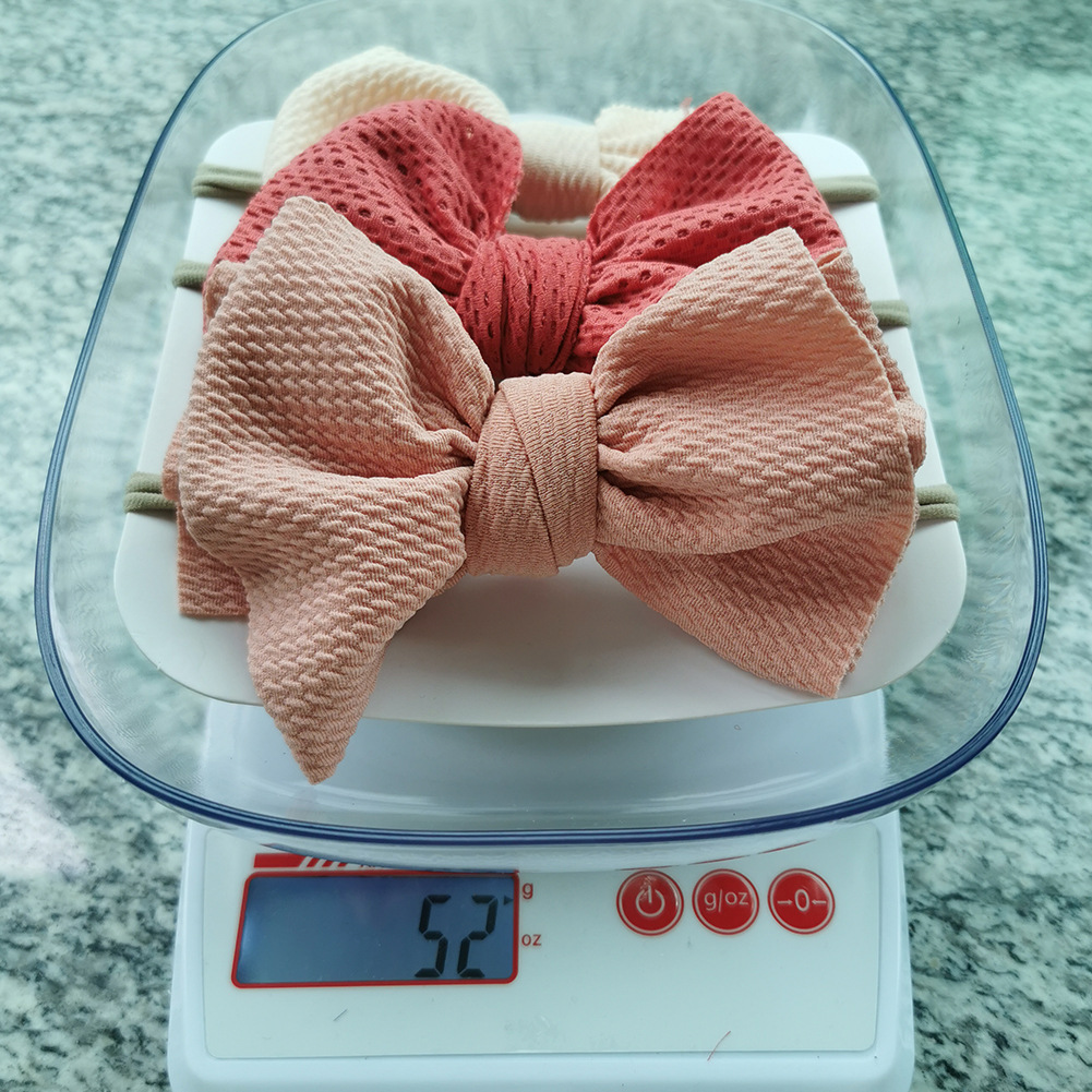 外贸新款蝴蝶结儿童发带婴儿纯色尼龙蝴蝶结发饰跨境手工打结头带详情15