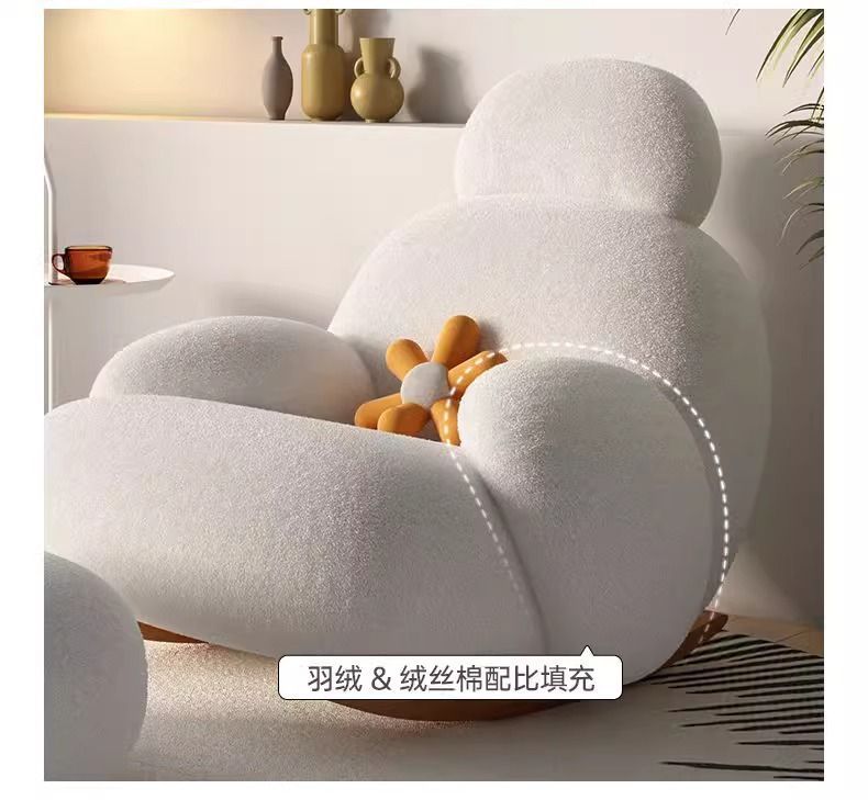 Big white lazy sofa, popular rocking chair, simple balcony single rocking chair, living room lazy chair, simple leisure chair pic 18