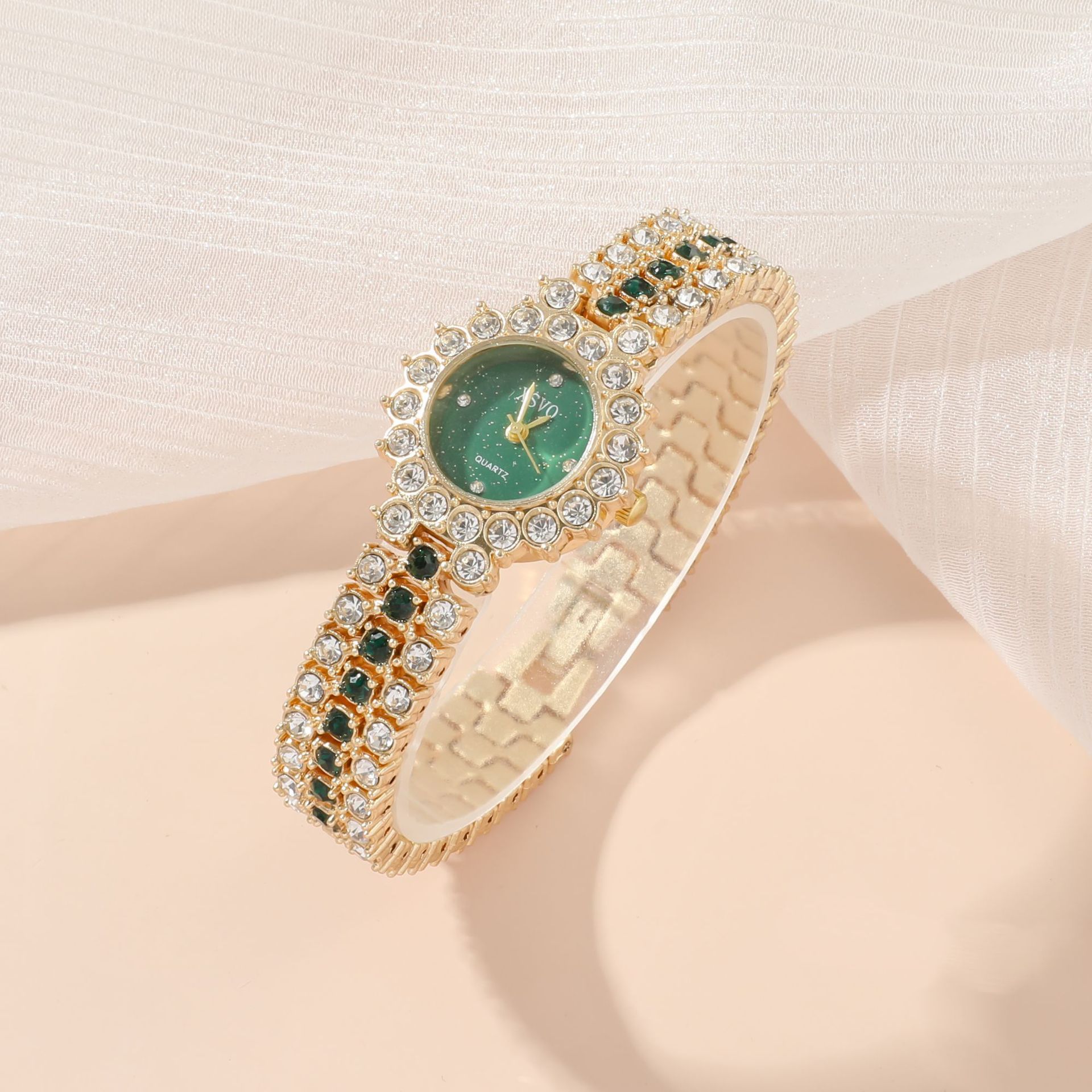 小绿表女士钢带石英手表+戒指套装礼品盒装5pcs/set详情8