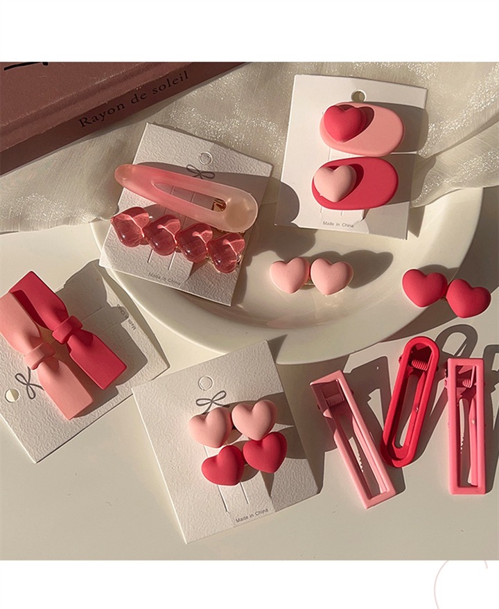 粉色系甜美小发夹边夹女侧边可爱发卡少女心鸭嘴bb夹刘海夹子头饰详情5